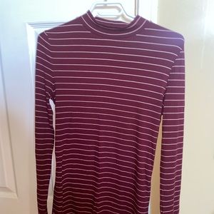 Burgundy striped t shirt dress H&M